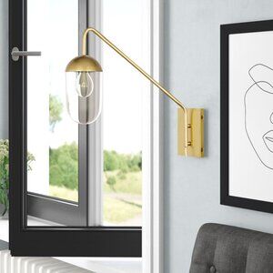 Burrus Plug-in Armed Sconce by Mercury Row in Brass